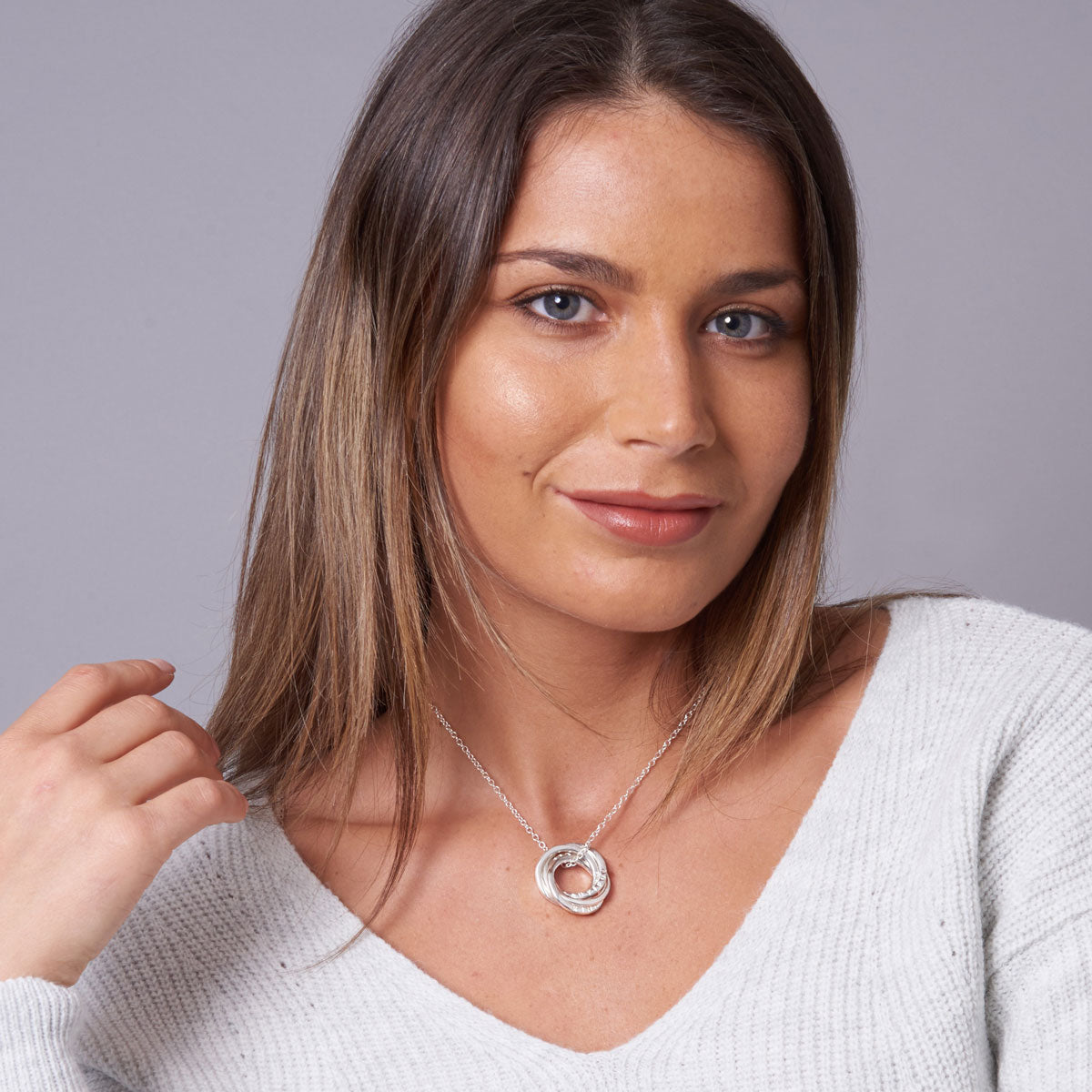 Personalised Four Ring Russian Necklace