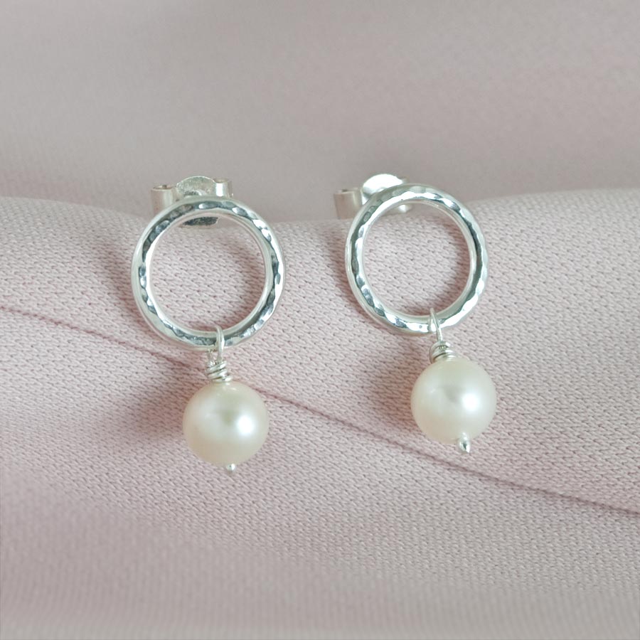 Pearl Halo Earrings – Sterling Silver