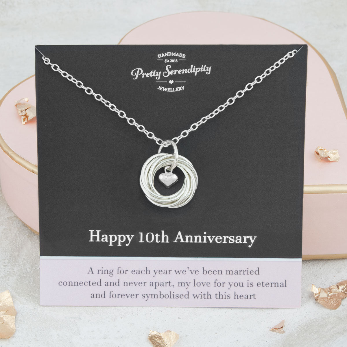10th Wedding Anniversary Necklace – Sterling Silver