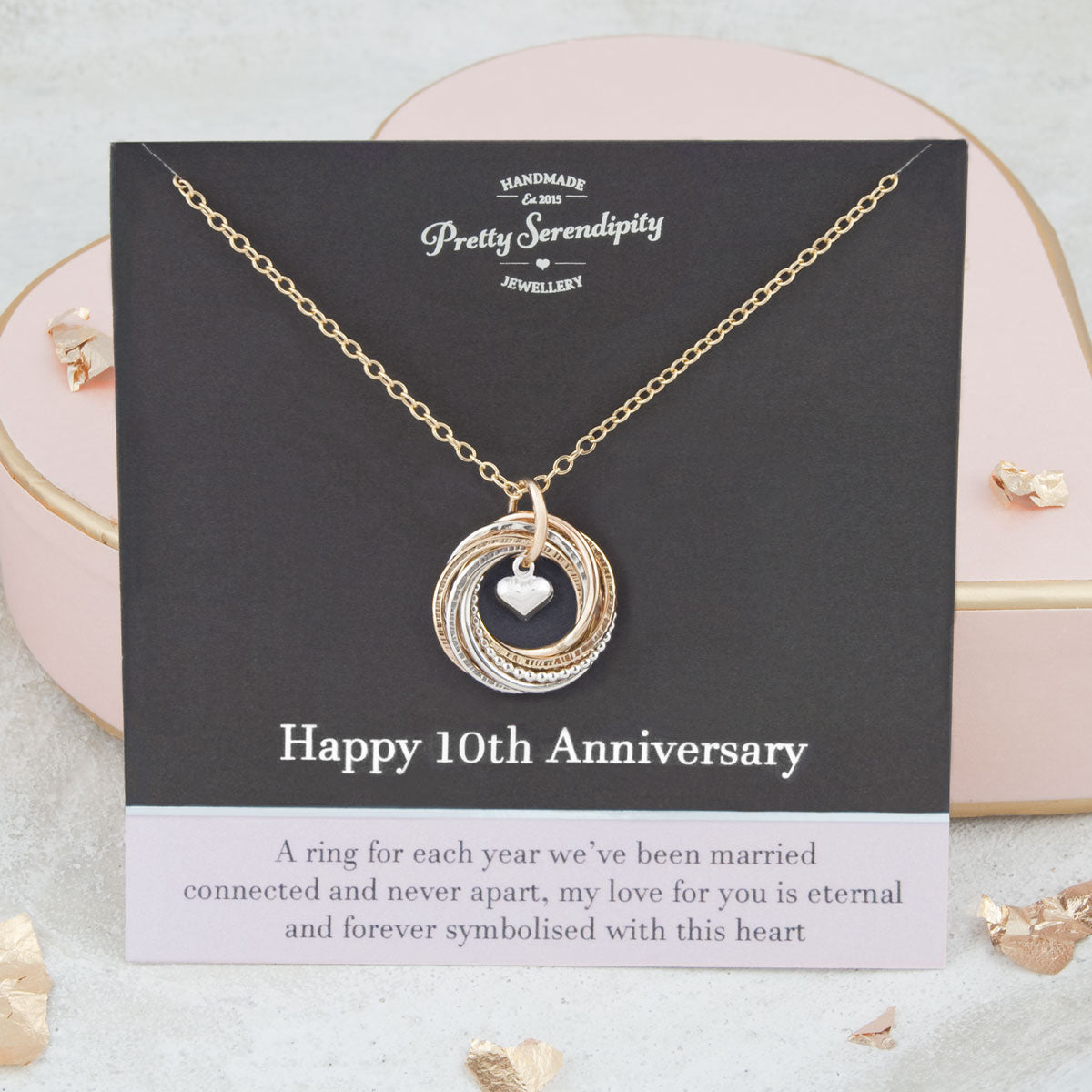10th Wedding Anniversary Necklace – Silver and Gold