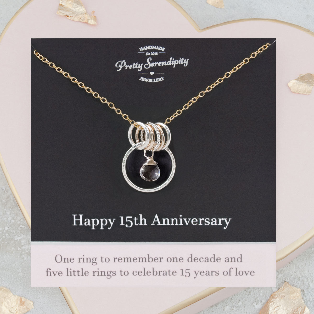 15th Crystal Wedding Anniversary Necklace – Silver and Gold
