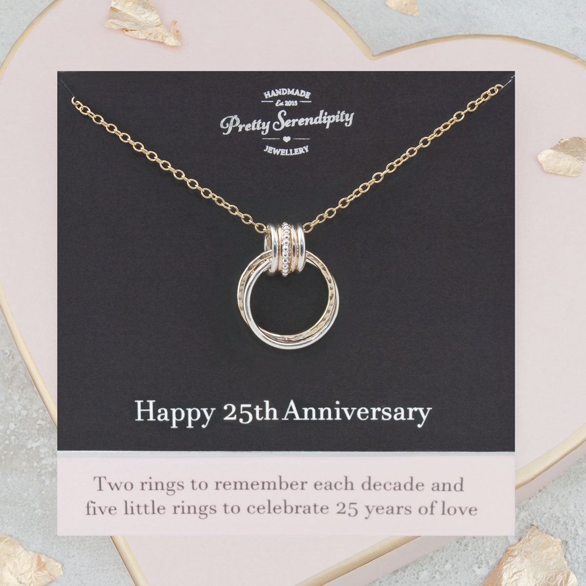 25th Wedding Anniversary Necklace – Silver and Gold