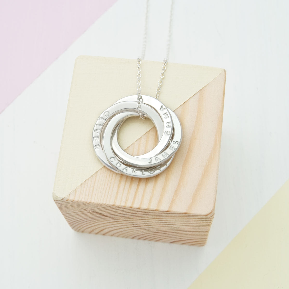 Personalised Four Ring Russian Necklace