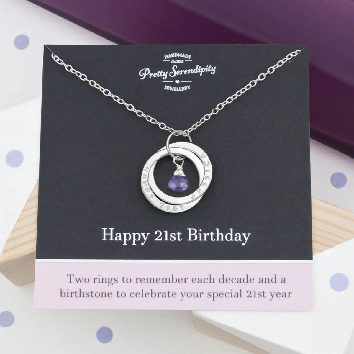 Personalised 21st Birthday Birthstone Necklace