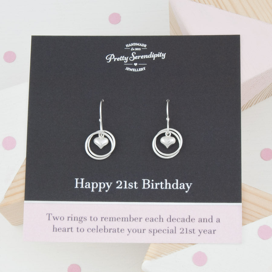 21st Birthday Earrings – Sterling Silver