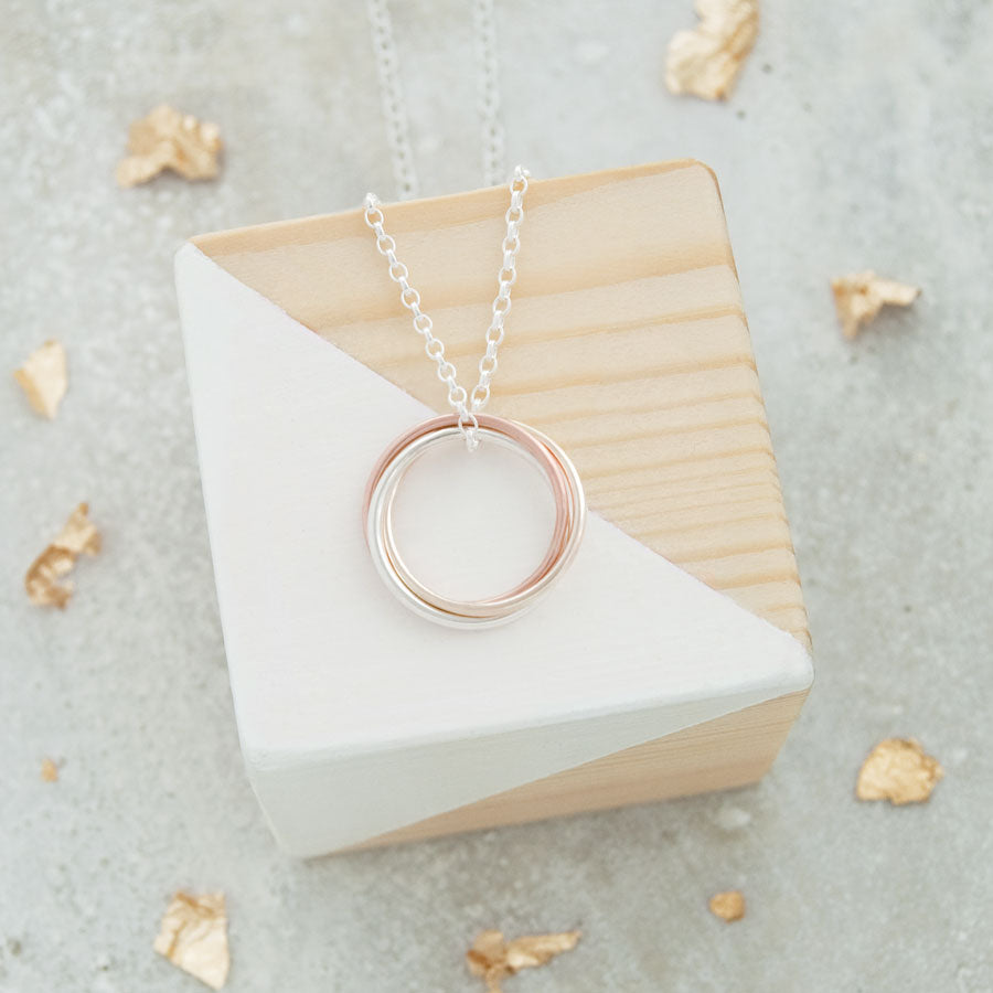 9ct Gold &amp; Silver Russian Ring Necklace