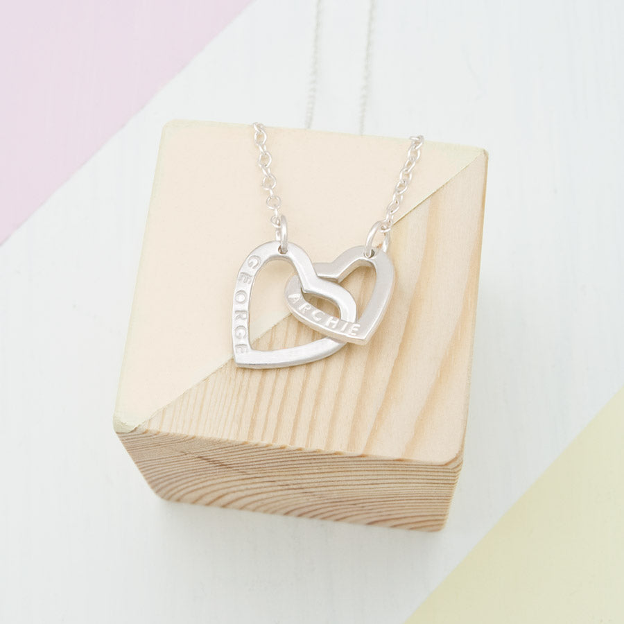 Sterling Silver Linked Hearts Necklace