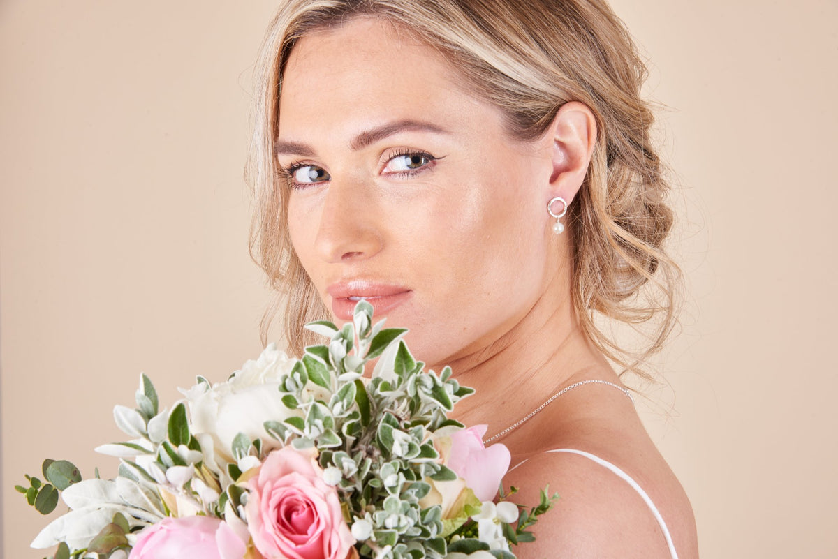 Pearl Halo Earrings – Sterling Silver